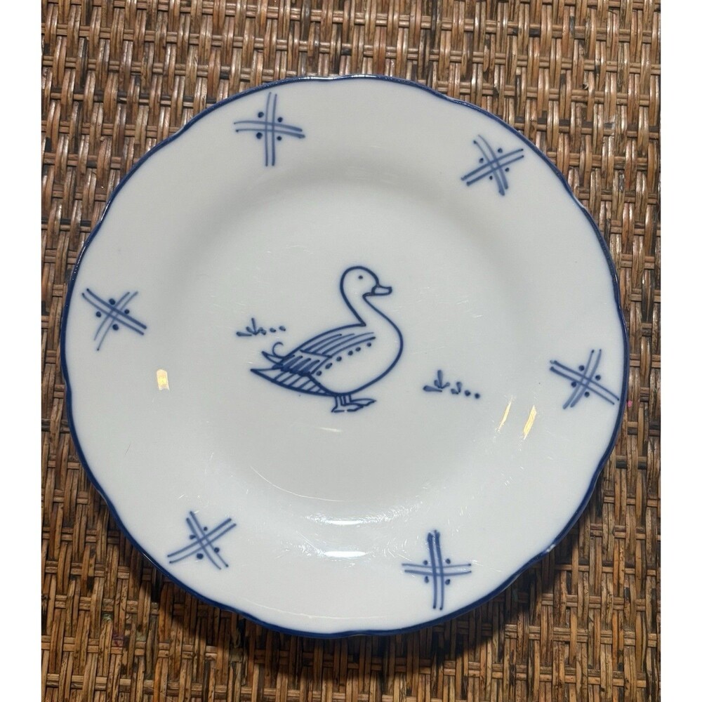 Cordon Bleu Duck Plates Porcelains White and Blue Dinner Plates Set of 2